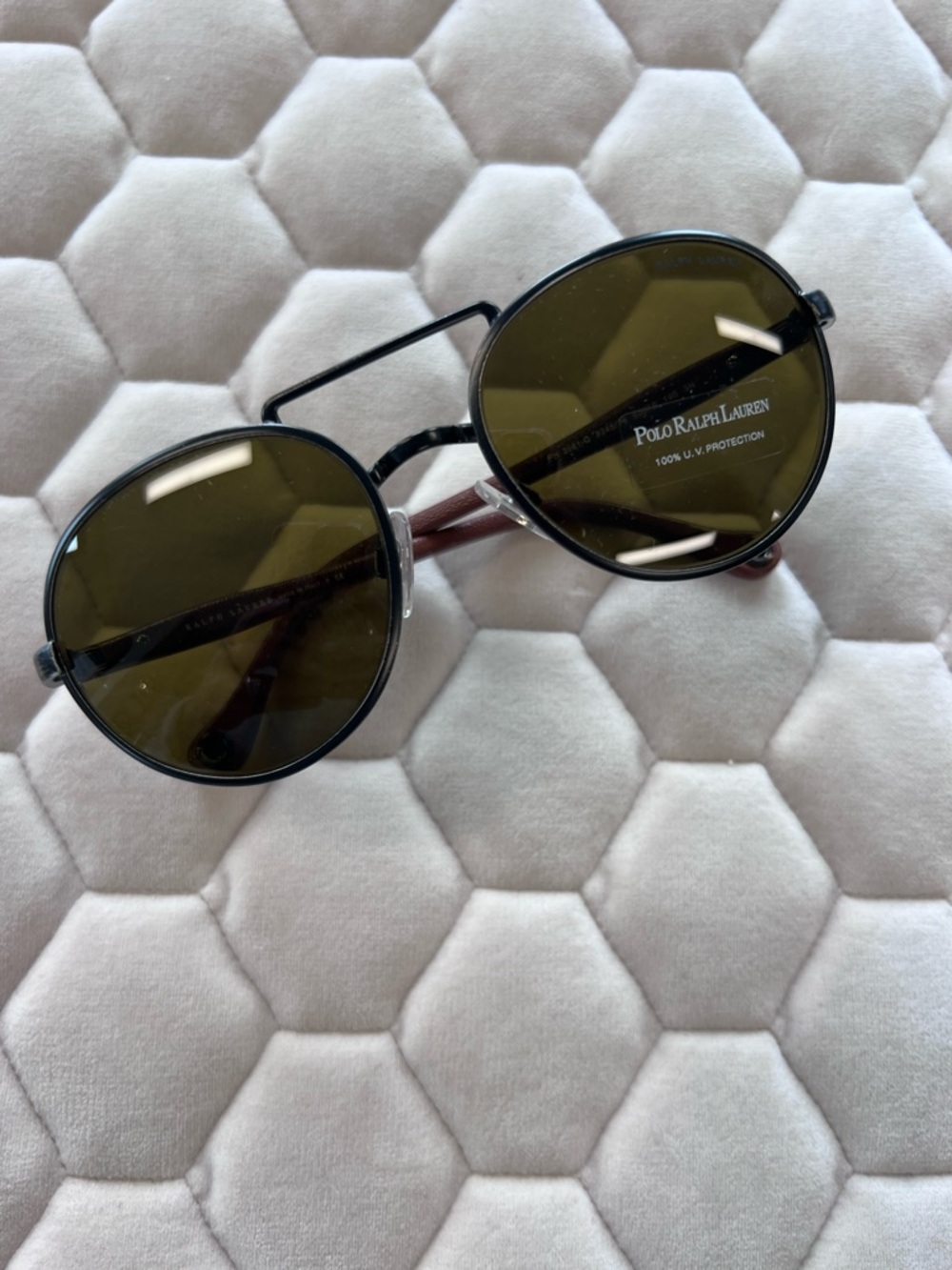 Authentic Polo Ralph Lauren dark gunmetal classic modified round sunglass